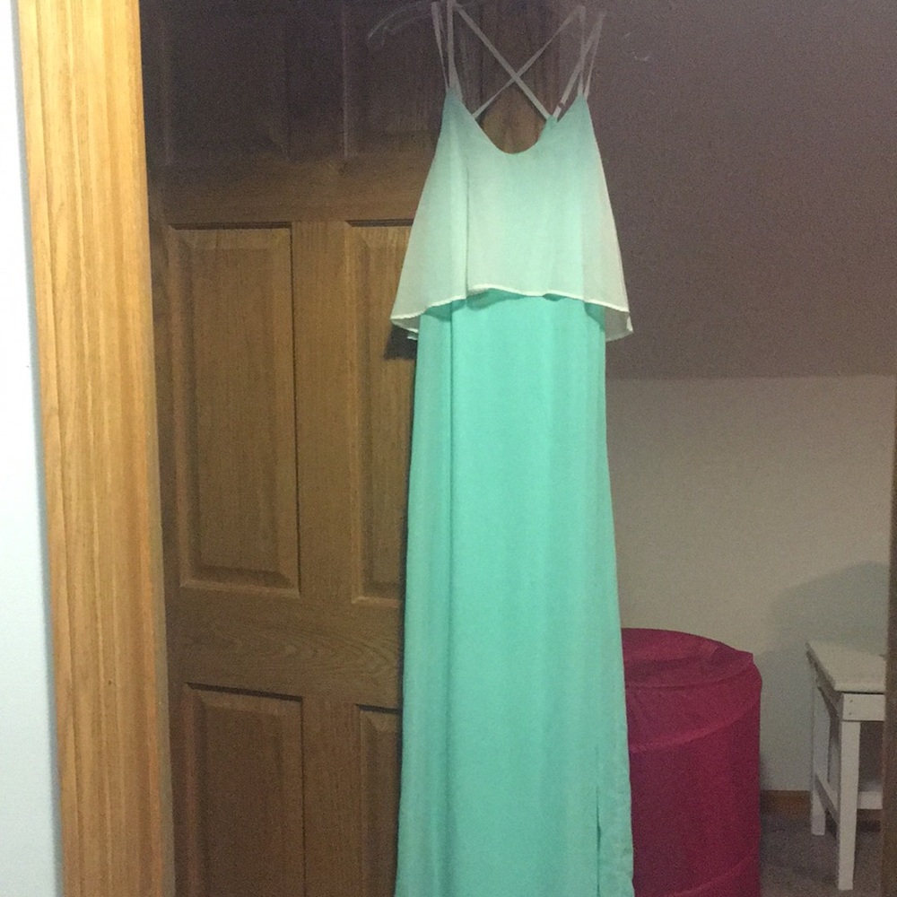 Charming Charlie mint green and white maxi dress